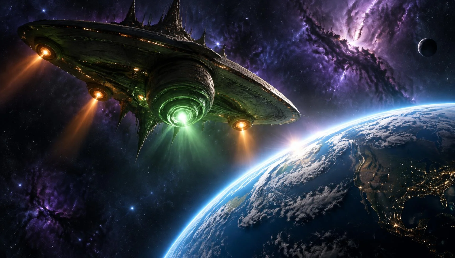 An alien vessel approaching Earth