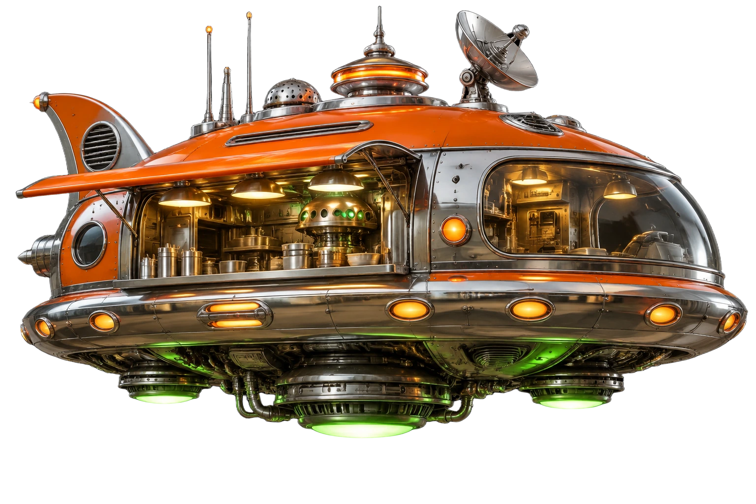 Concept of a spacecraft disguised as a food truck